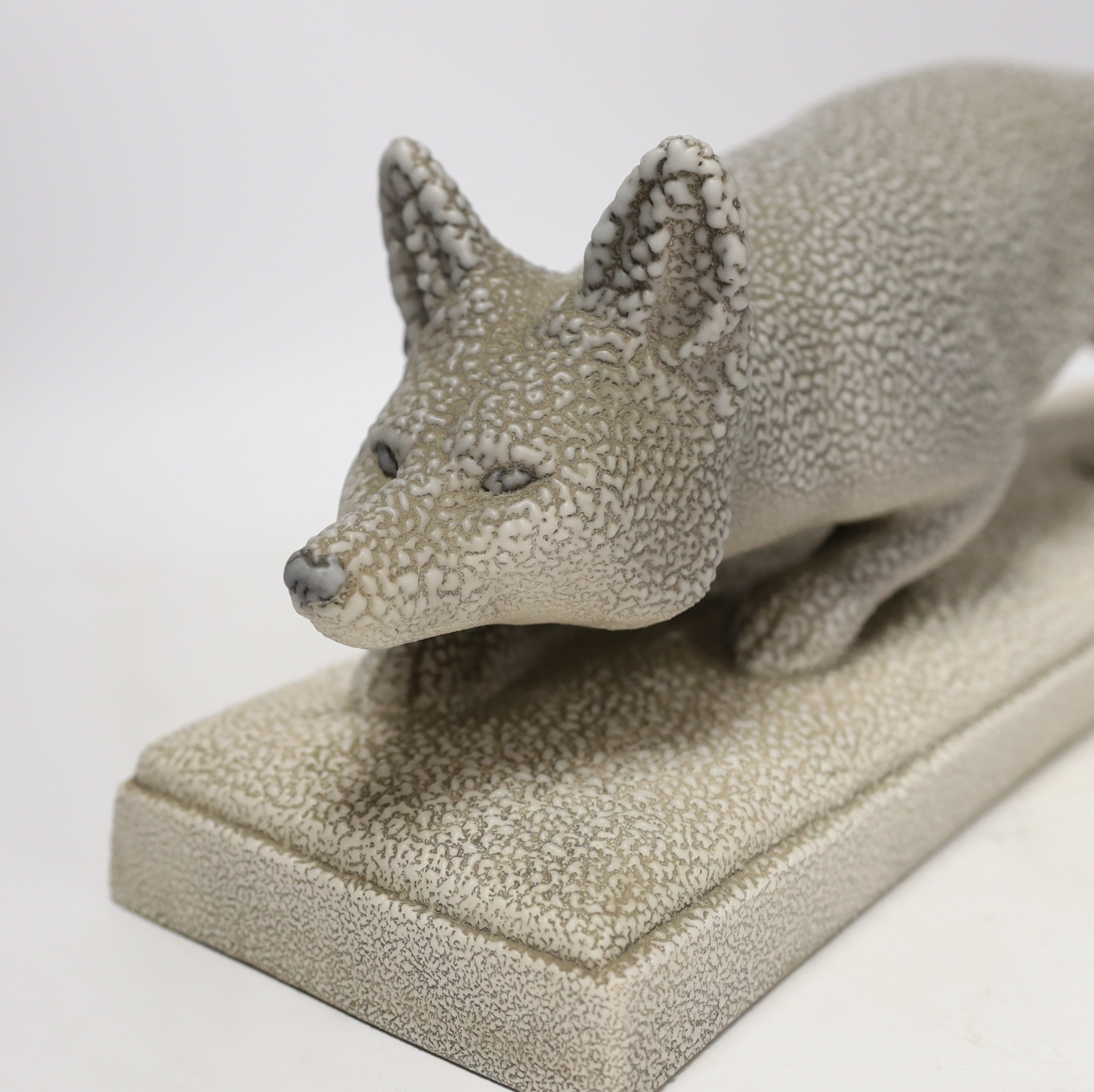 A Sevres Vinsare Art Deco pottery model of a fox, 49cm